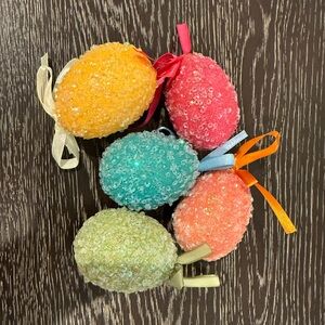 Lot of 5 Beaded Hanging Easter Eggs Ornaments